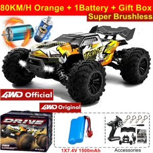 1:16 Scale High Speed RC Off-Road Racing Truck - 4WD Remote Control Toy - 80KM Orange 1Battery
