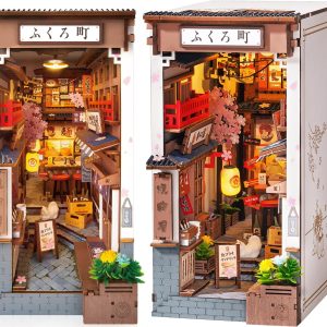DIY Book Nook Kit - Miniature Wooden Sakura Alley With LED Lights