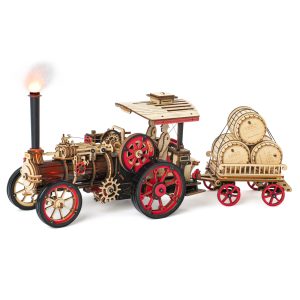 469PCS 3D Wooden Puzzle Mechanical Steam Engine Tractor Model Kit
