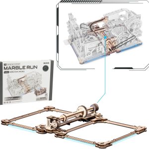 3D Wooden Puzzle Electric Marble Run Kit - Mechanical Brain Teaser Building Toy - Linkage package