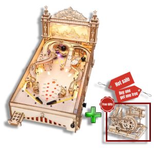 3D Wooden Pinball Machine Puzzle - DIY Mechanical Model Kit for Adults - EG01-LG502