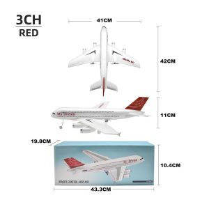 Large Scale Passenger Jet RC Airplane - 2.4G Fixed Wing Foam Glider RTF Outdoor Toy - 3ch Red