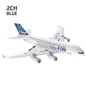 Large Scale Passenger Jet RC Airplane - 2.4G Fixed Wing Foam Glider RTF Outdoor Toy - 2ch Blue