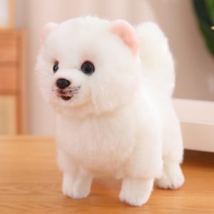 Realistic Pomeranian Dog Plush Toy - Soft Stuffed Animal Puppy Doll for Kids - White