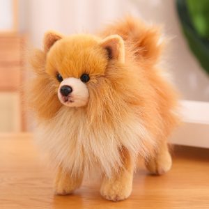 Realistic Pomeranian Dog Plush Toy - Soft Stuffed Animal Puppy Doll for Kids - Brown