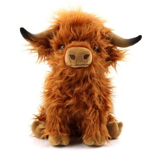 25cm Highland Cow Plush Toy - Soft Stuffed Animal Doll for Kids & Home Decor - Brown