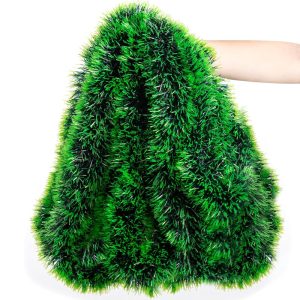 Classic Christmas Tinsel Garland and Red Bow Set - Festive Tree Hanging Decorations - Style C No Bow