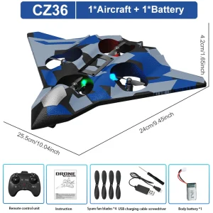 Tegooe RC Stunt Glider for Kids - Durable EPP Foam Remote Control Airplane with 2.4G System - Cz36 Blue