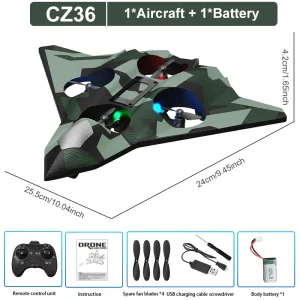 Tegooe RC Stunt Glider for Kids - Durable EPP Foam Remote Control Airplane with 2.4G System - Cz36 Green