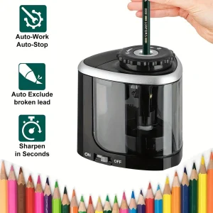 Tegooe Automatic Electric Pencil Sharpener with Auto-Stop for Standard Pencils (6-8mm) - Black