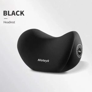 Ergonomic Car Seat Memory Foam Neck Pillow Headrest and Lumbar Support Cushion Set - Black Headrest