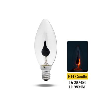LED Flame Effect Candle Light Bulb, E27 E14 Base, 3W Decorative Flickering Candelabra Light for Home Lighting - E14 Candle