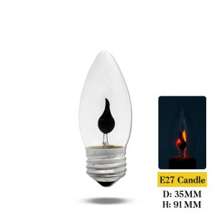 LED Flame Effect Candle Light Bulb, E27 E14 Base, 3W Decorative Flickering Candelabra Light for Home Lighting - 10 Pcs
