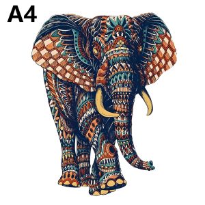 Unique Elephant Wooden Jigsaw Puzzle for Adults & Kids, Irregular Animal Shaped Pieces, Art Wall Decor Gift (Multiple Sizes) - M164-a4
