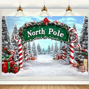Christmas North Pole Backdrops Xmas Holidays Party Decorations Photography Background Banner Photo Booth Props Party Supplies