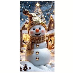 Gold Theme Snowman Linings For Christmas Doors Xmas Door Cover Outdoor Garden Front Door Decoration New Year 2026 Party Supplies - Dn-55643