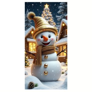 Gold Theme Snowman Linings For Christmas Doors Xmas Door Cover Outdoor Garden Front Door Decoration New Year 2026 Party Supplies - Dn-55644