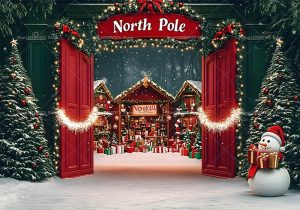 Christmas North Pole Backdrops Xmas Holidays Party Decorations Photography Background Banner Photo Booth Props Party Supplies - Style 3