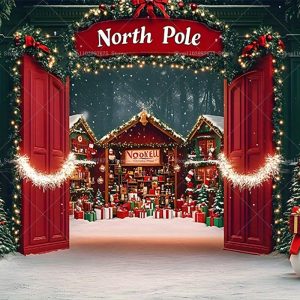 Christmas North Pole Backdrops Xmas Holidays Party Decorations Photography Background Banner Photo Booth Props Party Supplies - Style 3