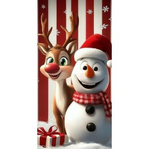 Gold Theme Snowman Linings For Christmas Doors Xmas Door Cover Outdoor Garden Front Door Decoration New Year 2026 Party Supplies - Dn-55647