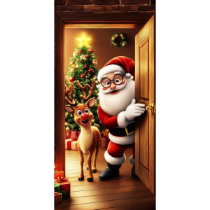Christmas Door Cover Merry Christmas Background Banner Xmas Fabric Door Banner Photography Hanging Cover Photo Booth Props Decor - Style 1-180x90cm