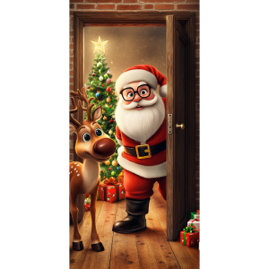 Christmas Door Cover Merry Christmas Background Banner Xmas Fabric Door Banner Photography Hanging Cover Photo Booth Props Decor - Style 2-180x90cm