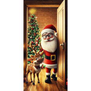 Christmas Door Cover Merry Christmas Background Banner Xmas Fabric Door Banner Photography Hanging Cover Photo Booth Props Decor - Style 4-180x90cm
