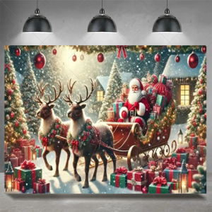 Christmas Party Decoration Winter Fireplace Xmas Tree Background Baby Shower Supplies Banner Photo Prop Backdrop Children Gift - Y60-11