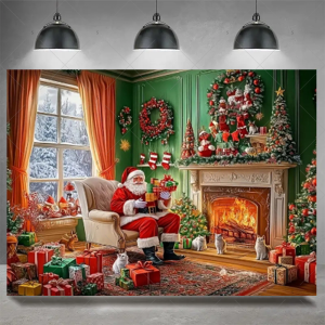 Christmas Party Decoration Winter Fireplace Xmas Tree Background Baby Shower Supplies Banner Photo Prop Backdrop Children Gift - Y60-12