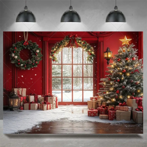 Christmas Party Decoration Winter Fireplace Xmas Tree Background Baby Shower Supplies Banner Photo Prop Backdrop Children Gift - Y60-4