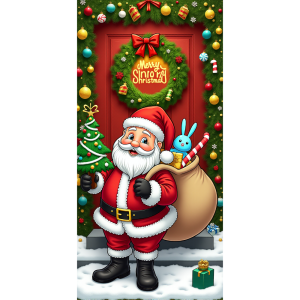 Christmas Door Cover Merry Christmas Background Banner Xmas Fabric Door Banner Photography Hanging Cover Photo Booth Props Decor - 10