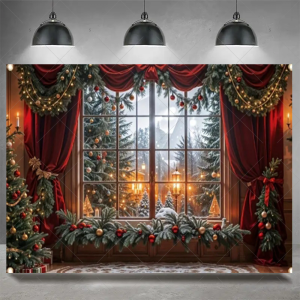 Christmas Party Decoration Winter Fireplace Xmas Tree Background Baby Shower Supplies Banner Photo Prop Backdrop Children Gift - Y60-7