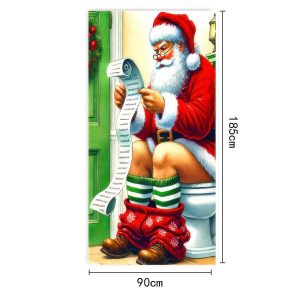 Christmas Door Cover Merry Christmas Background Banner Xmas Fabric Door Banner Photography Hanging Cover Photo Booth Props Decor - 17