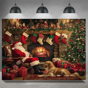 Christmas Party Decoration Winter Fireplace Xmas Tree Background Baby Shower Supplies Banner Photo Prop Backdrop Children Gift - Y60-9