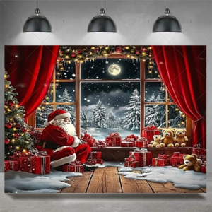 Christmas Party Decoration Winter Fireplace Xmas Tree Background Baby Shower Supplies Banner Photo Prop Backdrop Children Gift - Y60-14