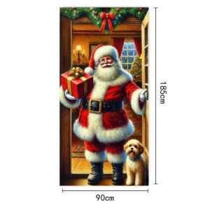 Christmas Door Cover Merry Christmas Background Banner Xmas Fabric Door Banner Photography Hanging Cover Photo Booth Props Decor - 25
