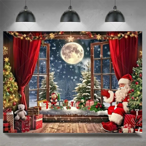 Christmas Party Decoration Winter Fireplace Xmas Tree Background Baby Shower Supplies Banner Photo Prop Backdrop Children Gift - Y60-16