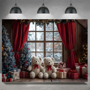 Christmas Party Decoration Winter Fireplace Xmas Tree Background Baby Shower Supplies Banner Photo Prop Backdrop Children Gift - Y60-24