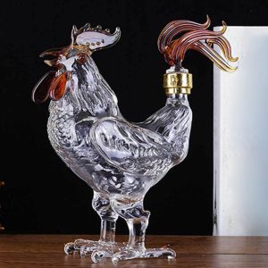 Crystal Rooster Shape Liquor Decanter (1000ml / 33.8 oz) for Whiskey, Bourbon, Tequila, and Decorative Display – Tegooe