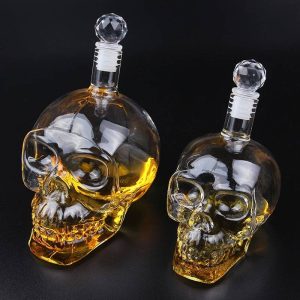 3 Sizes Creativity Glass Skull Head Cups Vodka-shot Whiskey Wine Drinking Bottle Decanter Crystal Bottle Drinkware Bar Tools