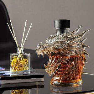 Dragon Head Whiskey Decanter - Unique Glass Liquor Dispenser for Spirits, Bourbon, and Scotch (350ml)