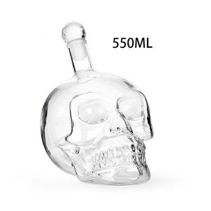 3 Sizes Creativity Glass Skull Head Cups Vodka-shot Whiskey Wine Drinking Bottle Decanter Crystal Bottle Drinkware Bar Tools - 550ml
