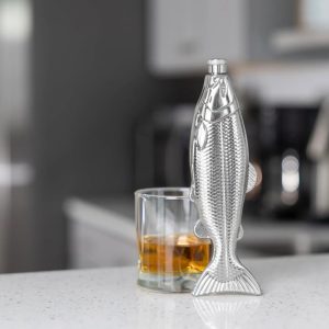 Fish Shaped Stainless Steel Hip Flask - 5oz Portable Wine Pot for Spirits and Liquor