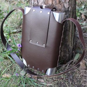 64oz (Half Gallon) Portable Stainless Steel Hip Flask with Leather Carry Strap and Funnel – Ideal for Camping & Travel
