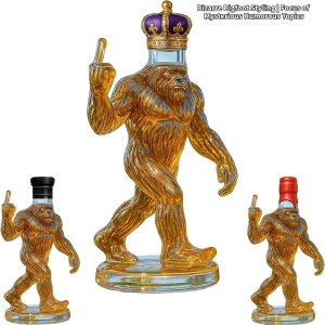 Bigfoot Novelty Whiskey Decanter Set - Humorous Glass Liquor Bottle with Stopper (Set of 3)