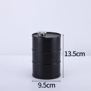 25oz Novelty Oil Drum Hip Flask – Portable 304 Stainless Steel Liquor Jug for Whiskey, Vodka, and Alcohol (Black/Green/Red) - Black