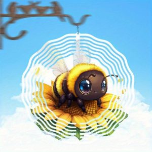 Tegooe Cute Bee & Sunflower 2D Mandala Wind Spinner Chime - Dynamic Outdoor Garden Decoration
