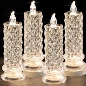 Romantic Rose Pattern Projection LED Flameless Candle Lamp | Safe Battery Operated Night Light for Home Wedding Birthday Party Decor