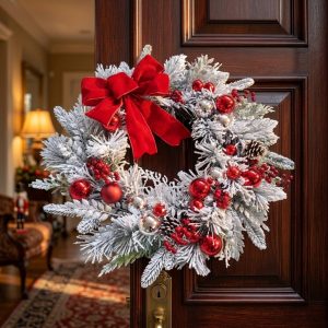 Elegant Vintage Christmas Wreath for Front Door, Holiday Garland for Mantel and Outdoor Decor